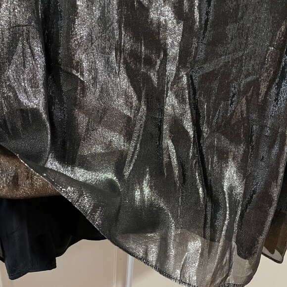 silver semi sheer long slip dress metalic statement - Picture 3 of 6